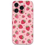 Gramaphone iPhone 15 Pro Max ile Uyumlu Çilek Desenli Telefon Kılıfı + Ekran Koruyucu - 5804