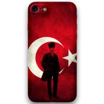 Gramaphone iPhone SE 2020 ile Uyumlu Atatürk Desenli Telefon Kılıfı + Ekran Koruyucu - 5849