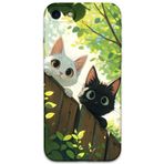 Gramaphone iPhone SE 2022 ile Uyumlu Kedi Desenli Telefon Kılıfı + Ekran Koruyucu - 5785