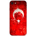 Gramaphone iPhone SE 2022 ile Uyumlu Türk Bayrağı Desenli Telefon Kılıfı + Ekran Koruyucu - 5847