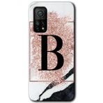Gramaphone Mi 10T Pro Hd Desen Baskılı Arka Kapak Pembe Mermer Desenli B Harfi Kılıf