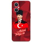 Gramaphone Oppo Reno 7 Lite ile Uyumlu Atatürk Desenli Telefon Kılıfı + Ekran Koruyucu - 5851