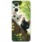Gramaphone Oppo Reno 7 Lite ile Uyumlu Kedi Desenli Telefon Kılıfı + Ekran Koruyucu - 5785