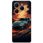 Gramaphone Tecno Spark 20 Pro Uyumlu Araba Desenli Telefon Kılıfı + Ekran Koruyucu - 5766