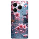 Gramaphone Tecno Spark 20 Pro Uyumlu Çiçek Desenli Telefon Kılıfı + Ekran Koruyucu - 5794