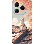 Gramaphone Tecno Spark 20 Pro Uyumlu Kedi Desenli Telefon Kılıfı + Ekran Koruyucu - 5784