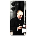 Gramaphone Xiaomi Redmi 13c ile Uyumlu Atatürk Desenli Telefon Kılıfı + Ekran Koruyucu - 5850