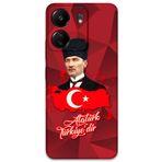 Gramaphone Xiaomi Redmi 13c ile Uyumlu Atatürk Desenli Telefon Kılıfı + Ekran Koruyucu - 5851