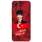 Gramaphone Xiaomi Redmi Note 10s ile Uyumlu Atatürk Desenli Telefon Kılıfı + Ekran Koruyucu - 5851