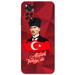 Gramaphone Xiaomi Redmi Note 11 ile Uyumlu Atatürk Desenli Telefon Kılıfı + Ekran Koruyucu - 5851