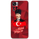 Gramaphone Xiaomi Redmi Note 11 Pro Plus 5G ile Uyumlu Atatürk Desenli Telefon Kılıfı + Ekran Koruyucu - 5851