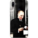 Gramaphone Xiaomi Redmi Note 7 Uyumlu Atatürk Desenli Telefon Kılıfı + Ekran Koruyucu - 5850
