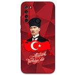 Gramaphone Xiaomi Redmi Note 8 ile Uyumlu Atatürk Desenli Telefon Kılıfı + Ekran Koruyucu - 5851