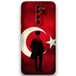 Gramaphone Xiaomi Redmi Note 8 Pro ile Uyumlu Atatürk Desenli Telefon Kılıfı + Ekran Koruyucu - 5849