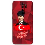 Gramaphone Xiaomi Redmi Note 8 Pro ile Uyumlu Atatürk Desenli Telefon Kılıfı + Ekran Koruyucu - 5851