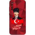 Gramaphone Xiaomi Redmi Note 8 Uyumlu Atatürk Desenli Telefon Kılıfı + Ekran Koruyucu - 5851