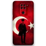 Gramaphone Xiaomi Redmi Note 9 ile Uyumlu Atatürk Desenli Telefon Kılıfı + Ekran Koruyucu - 5849