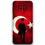 Gramaphone Xiaomi Redmi Note 9 Pro ile Uyumlu Atatürk Desenli Telefon Kılıfı + Ekran Koruyucu - 5849