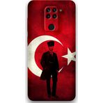 Gramaphone Xiaomi Redmi Note 9 Uyumlu Atatürk Desenli Telefon Kılıfı + Ekran Koruyucu - 5849