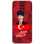 Gramaphone Xiaomi Redmi Note 9s ile Uyumlu Atatürk Desenli Telefon Kılıfı + Ekran Koruyucu - 5851