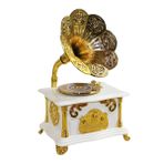 Gramofon Müzik Kutusu Beyaz 13x26cm