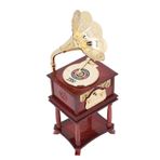 Gramofon Müzik Kutusu, Vintage Fonograf Antika Müzik Kutusu Pirinç Gramofon Kukla Zarif Saat İşi Mekanik Retro Figürinleri Ev Masa Masası Süslemeleri (Tabanlı kahverengi gramofon)