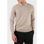 Gran Sasso % 100 Yün Regular Fit Yarım Fermuarlı Polo Yaka Kazak Erkek Polo Yaka Kazak 55125 14290 018 - Sütlü Kahve - 52