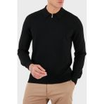 Gran Sasso % 100 Yün Regular Fit Yarım Fermuarlı Polo Yaka Kazak Erkek Polo Yaka Kazak 55125 14290 099 - Siyah - 54