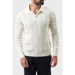 Gran Sasso Yün ve Kaşmir Karışımlı Regular Fit Polo Yaka Kazak Erkek Polo Yaka Kazak 23172 19651 001 - Ekru - 54