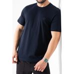 grand coco Erkek Lacivert Regular Likralı Süprem Kumaş Bisiklet Yaka Kısa Kollu T-Shirt