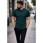 grand coco Erkek Nefti Yeşil Regular Likralı Süprem Kumaş Bisiklet Yaka Kısa Kollu T-Shirt