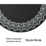 Grand Fine Art 2 Adet Baskılı Dantel Desen Suni Deri Amerikan Servis -Kolay Silinebilir Supla - 33 x 33 cm - Siyah