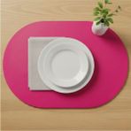 Grand Fine Art 2 Adet Deri Tam Oval Amerikan Servis Supla 33X44 Cm-Kolay Silinebilir Supla - 44 x 33 cm - Pembe