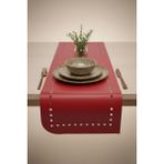 Grand Fine Art 4+1 Adet Deri Amerikan Servis+Runner Set (4 Amerikan Servis -1 Runner ) - 40 x 135 cm - Kırmızı