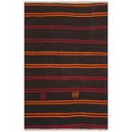 Grand Hedef Halı Anadolu El Dokuma Doğal Turuncu Rengi Çizgili Vintage Kilim
