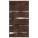 Grand Hedef Halı Anadolu El Dokuma Kahveregi Beyaz Çizgili Vintage Kilim Siyah