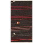 Grand Hedef Halı Anadolu El Dokuma Mürdüm Rengi Çizgili Vintage Kilim Kahverengi