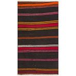 Grand Hedef Halı Anadolu El Dokuma Pembe Sari Rengi Çizgili Vintage Kilim Çok Renkli