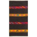 Grand Hedef Halı Anadolu El Dokuma Siyah Sari Karişik Renk Vintage Kilim Turuncu