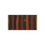 Grand Hedef Halı Anadolu El Dokuma Siyah Turuncu Çizgili Vintage Kilim Sarı