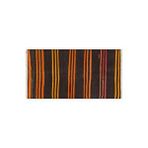 Grand Hedef Halı Anadolu El Dokuma Siyah Turuncu Rengi Çizgili Vintage Kilim