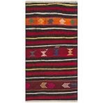 Grand Hedef Halı Anadolu El Dokuma Zigzag Desen Vintage Kilim Kırmızı