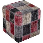 Grand Hedef Halı Bej Multi Rengi El Dokuma Yünlü Puf - 40x40 cm - Siyah