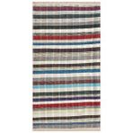 Grand Hedef Halı Beyaz Renkli Çizgili Desen El Dokuma Vintage Kilim Çok Renkli