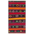 Grand Hedef Halı El Dokuma Kirmizi Yeşlil Rengi Vintage Kilim Siyah