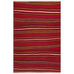 Grand Hedef Halı El Dokuma Sari Kirmizi Rengi Çizgili El Dokuma Vintage Kilim Kırmızı