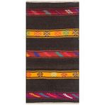 Grand Hedef Halı El Dokuma Sari Turuncu Çizgili Desen Vintage Kilim Beyaz