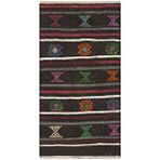 Grand Hedef Halı El Dokuma Siyah Murdum Rengi Eskitme Vintage Kilim Çok Renkli