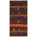 Grand Hedef Halı El Dokuma Turuncu Çizgili Renkli Çiçekli Desen Vintage Kilim Sarı