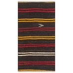 Grand Hedef Halı Eşsiz Anadolu El Dokuma Çizgili Desen Vintage Kilim Siyah